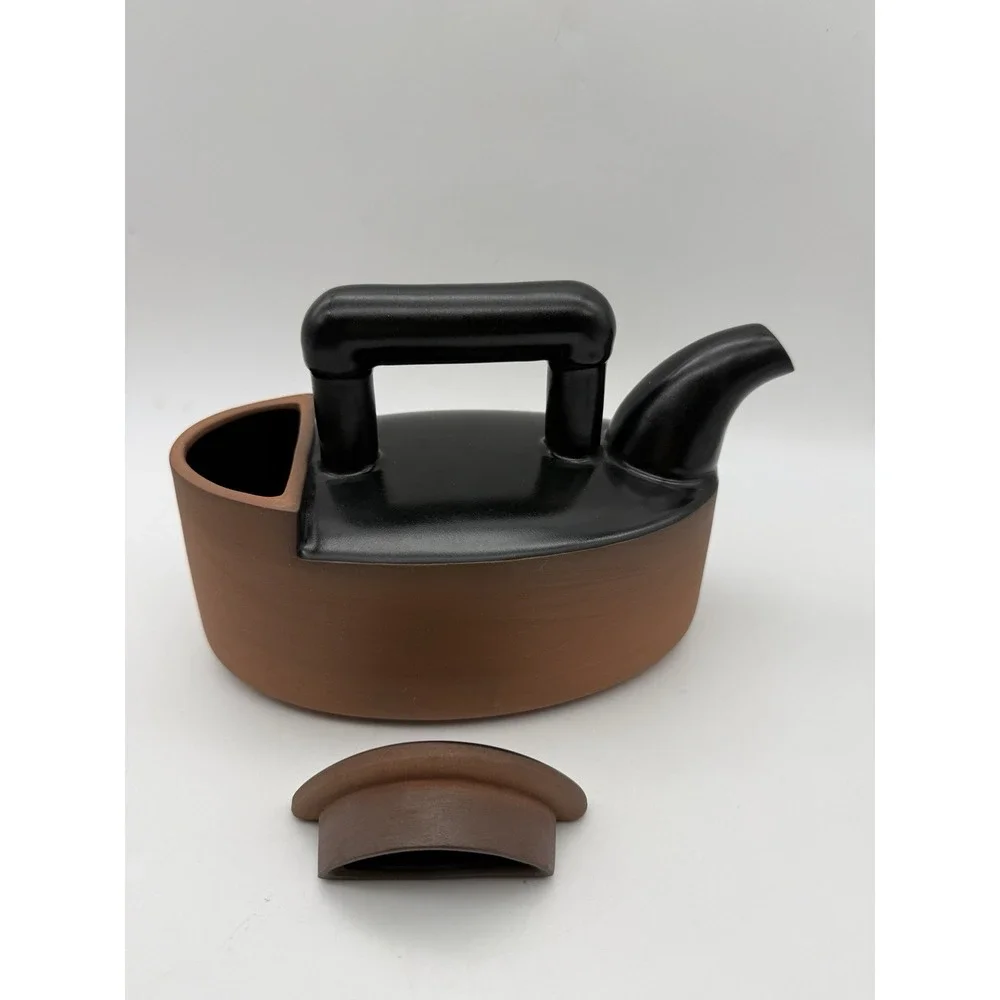 Vintage 1994 Paul Eshelman Modernist Studio Art Pottery Brown & Black Teapot
